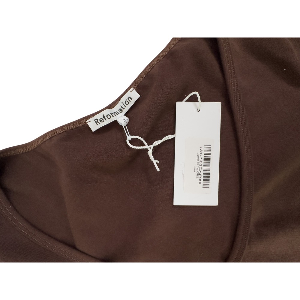 Reformation Aubriella Knit Dress Cafe V-neck Body con Organic Cotton - Large - Picture 5 of 7
